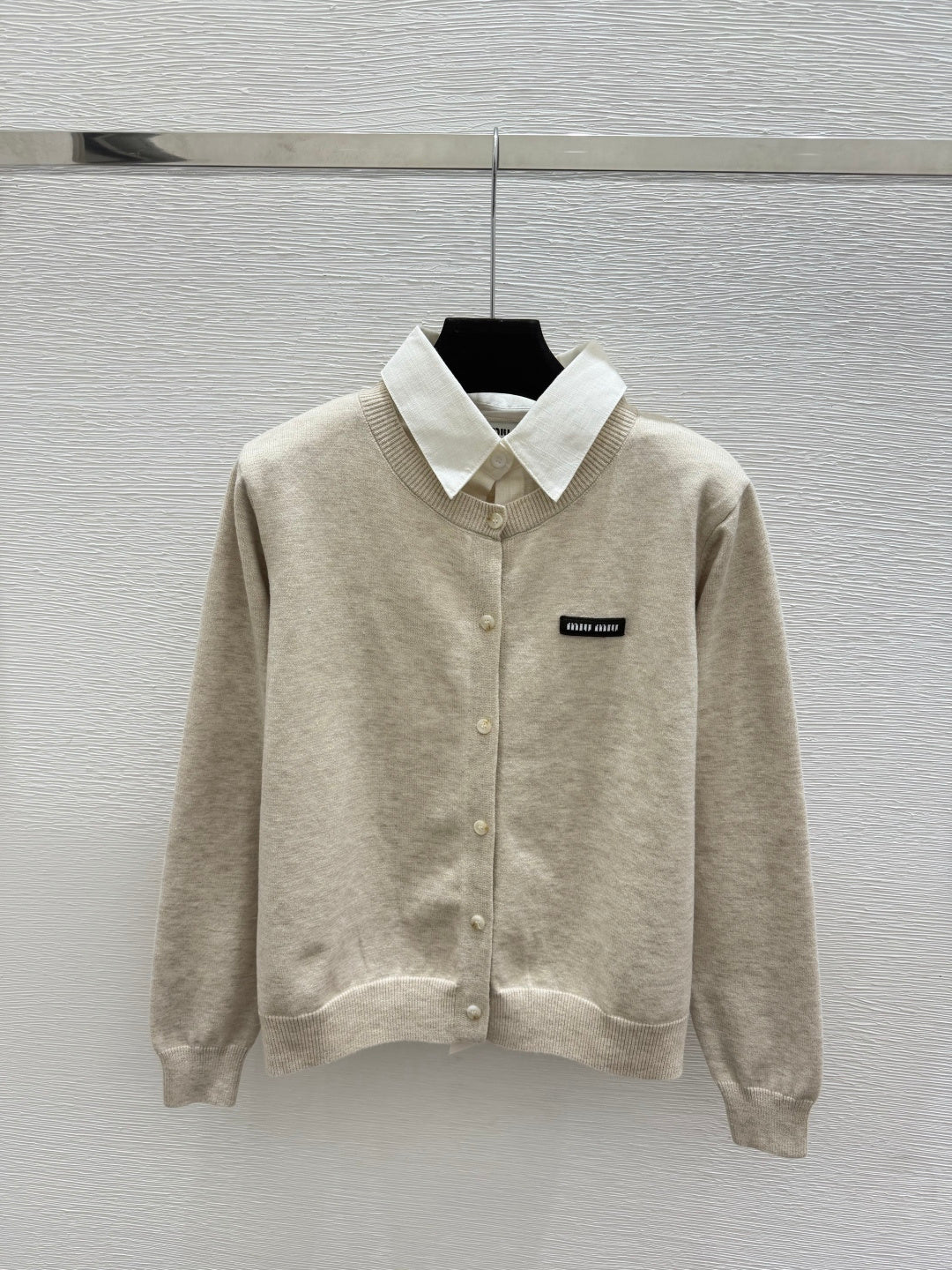 Miumiu 2026 Collar Knit Long-Sleeve Cardigan Wool 244676