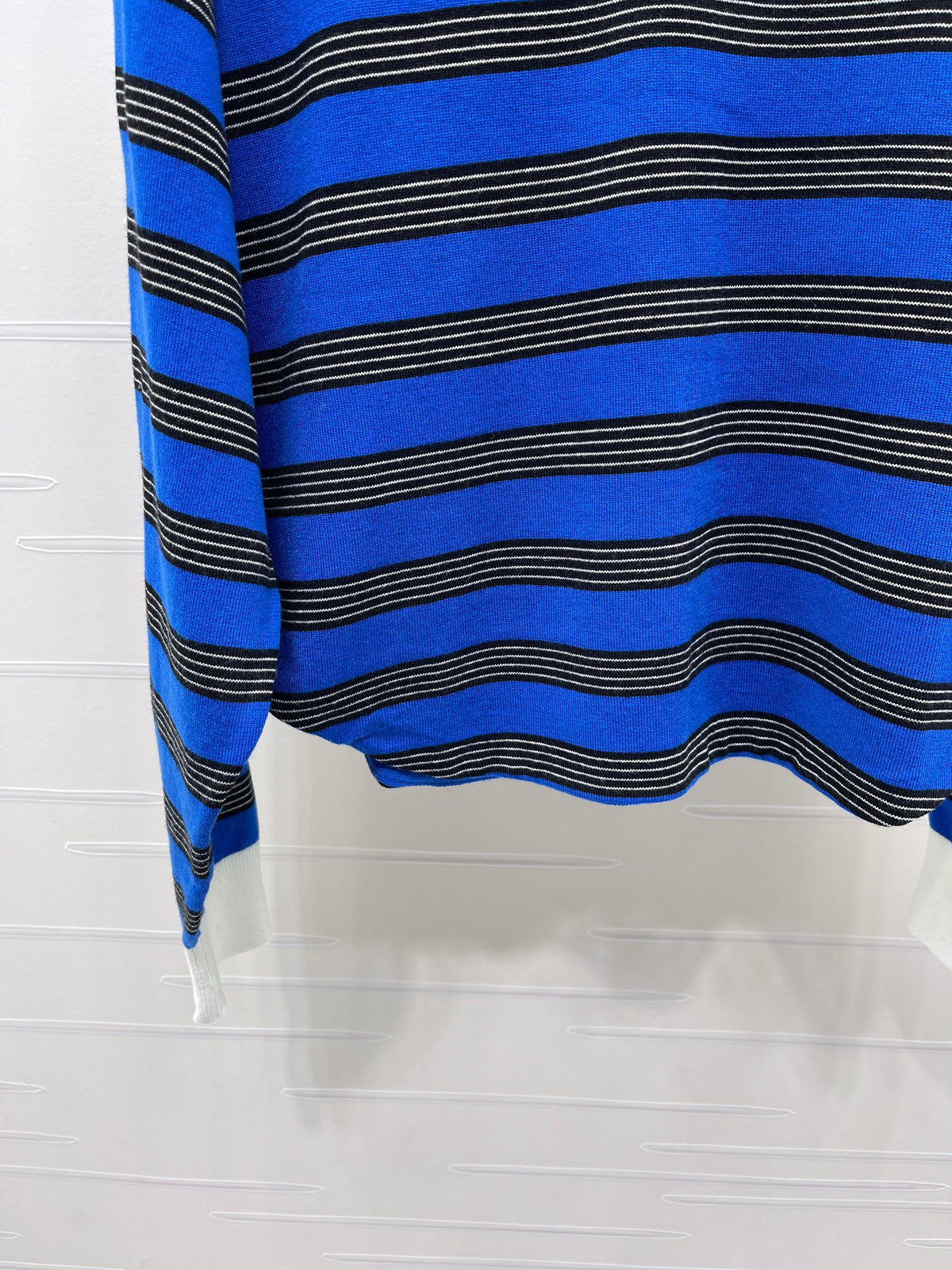 Celine 2026 Long-Sleeved Blue Striped Polo Shirt Cotton 430338