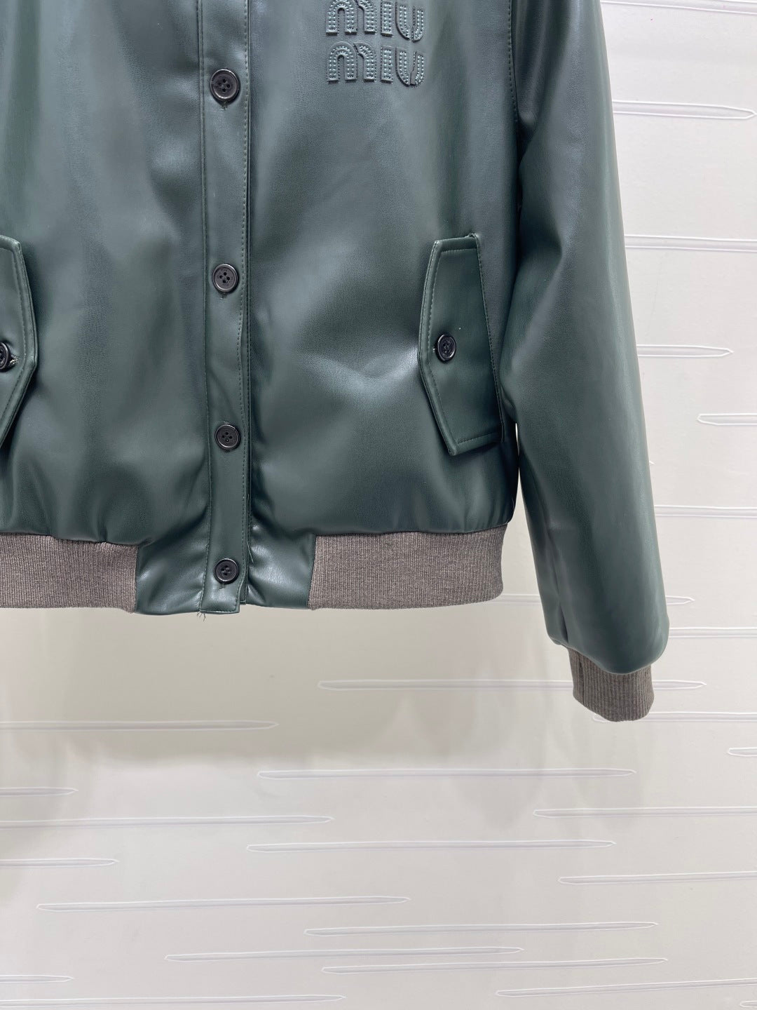 Miumiu 2026 Jacket Moss Green Faux Leather 425614