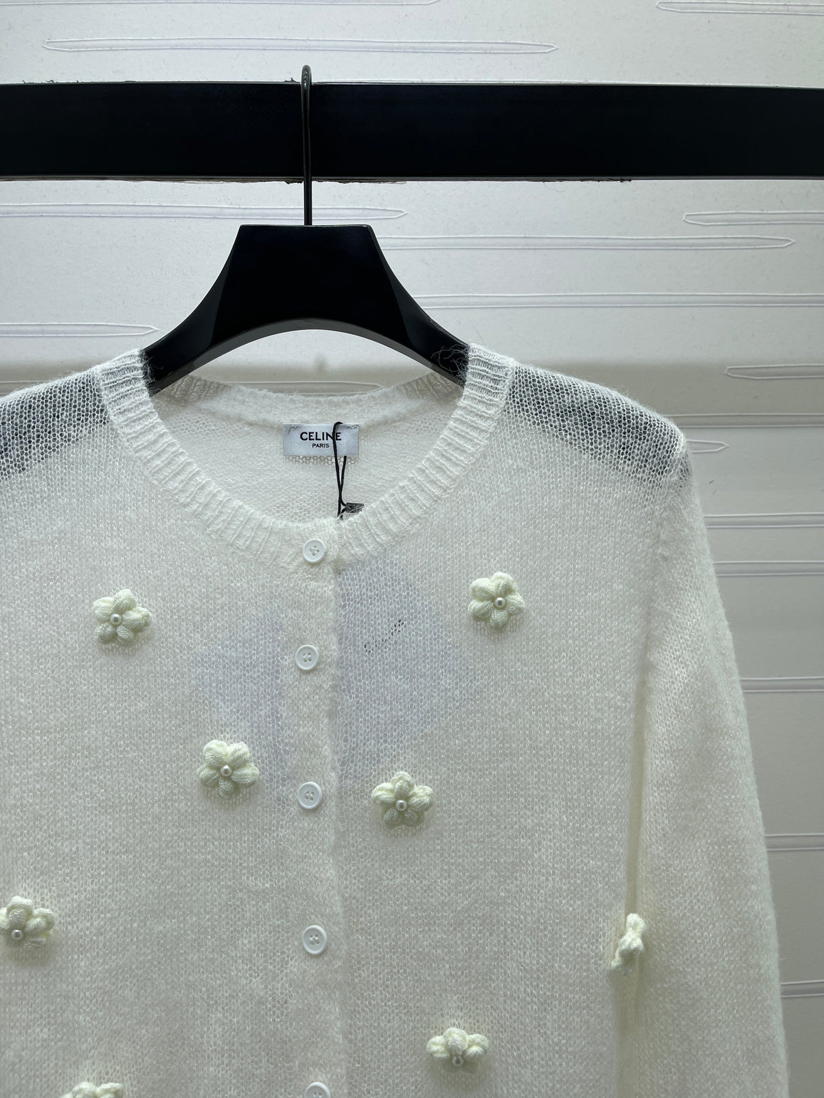 Celine 2026 Flower Knit Long-Sleeve Cardigan Wool 430305