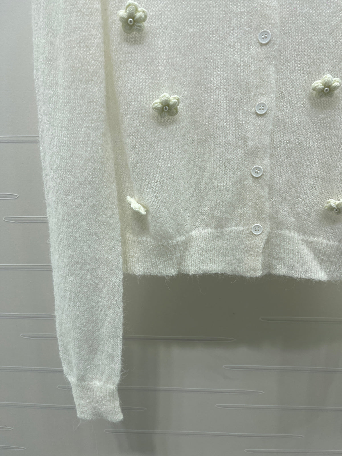Celine 2026 Flower Knit Long-Sleeve Cardigan Wool 430305