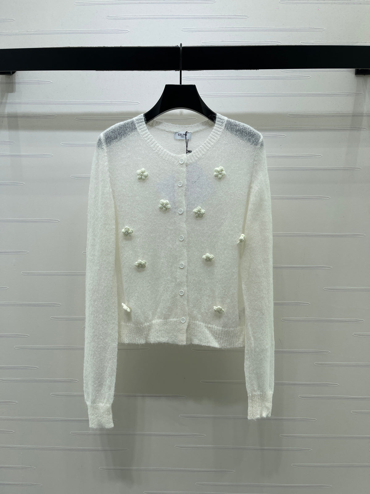 Celine 2026 Flower Knit Long-Sleeve Cardigan Wool 430305