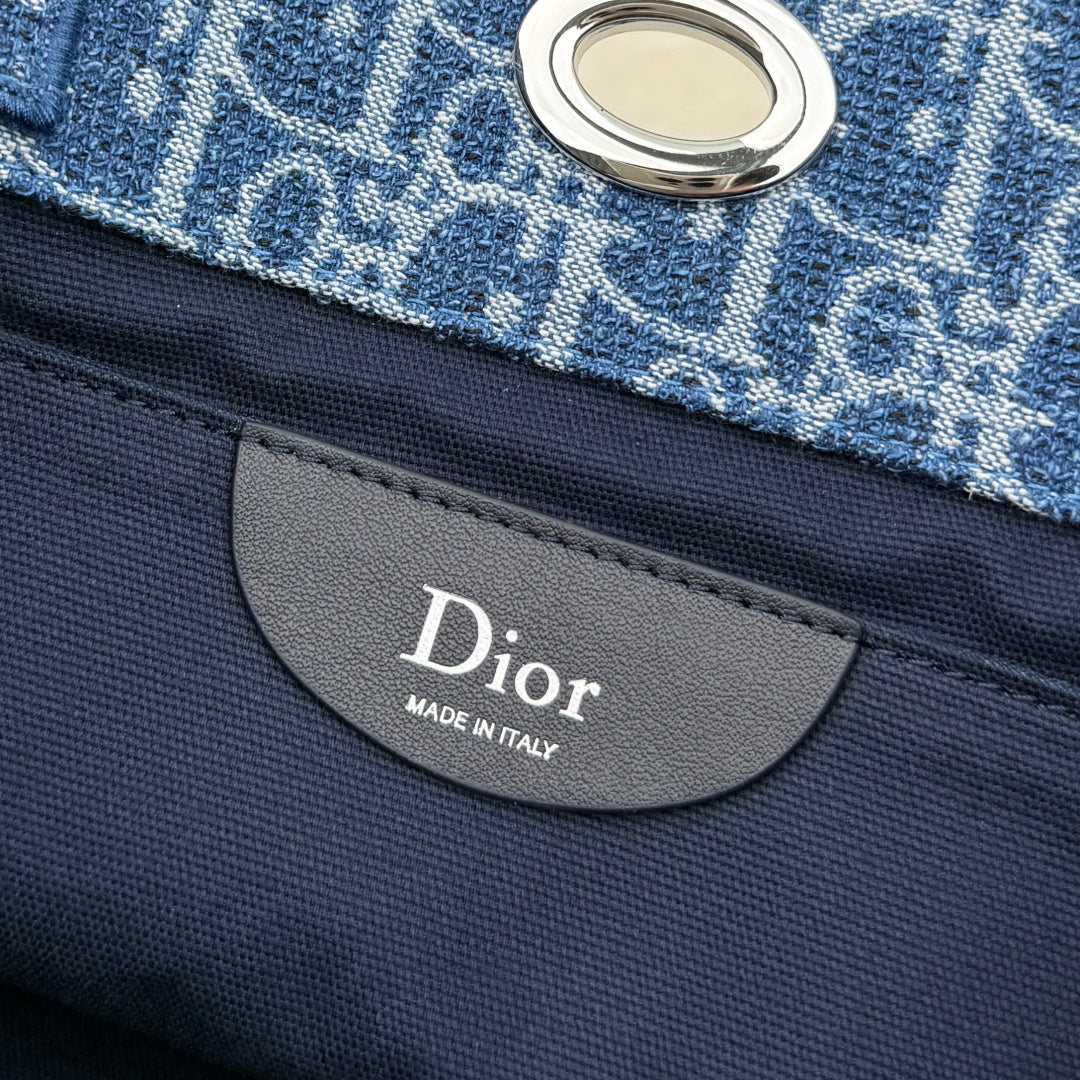 Dior 2026 Spongy Book Tote Bag Blue Canvas