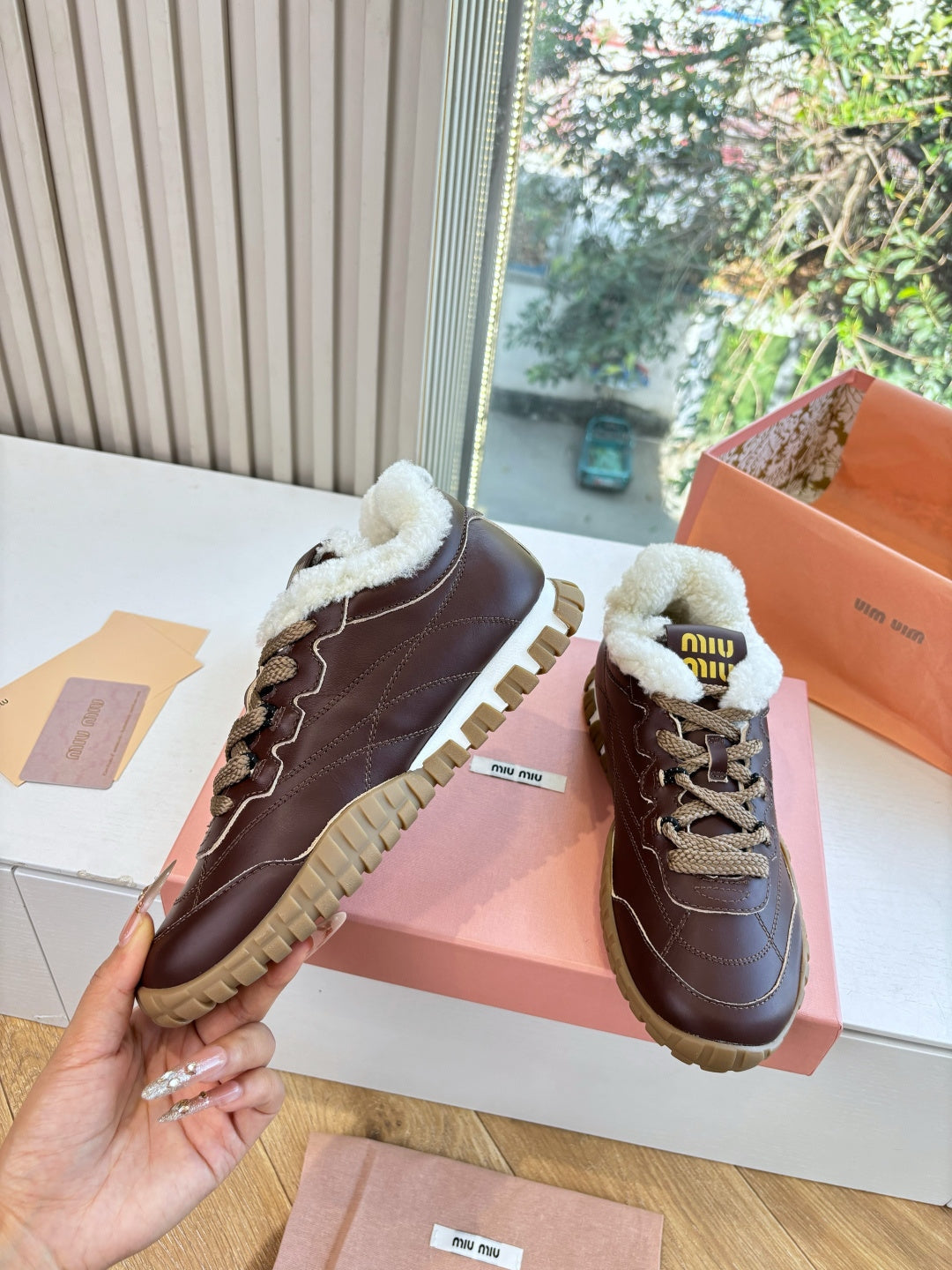 Miu Miu 2026 Tyre Shearling Sneakers Suede Leather 994143