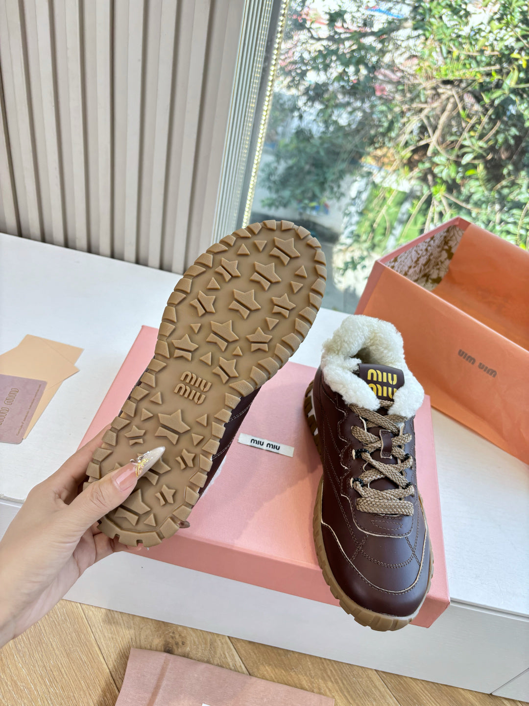 Miu Miu 2026 Tyre Shearling Sneakers Suede Leather 994143