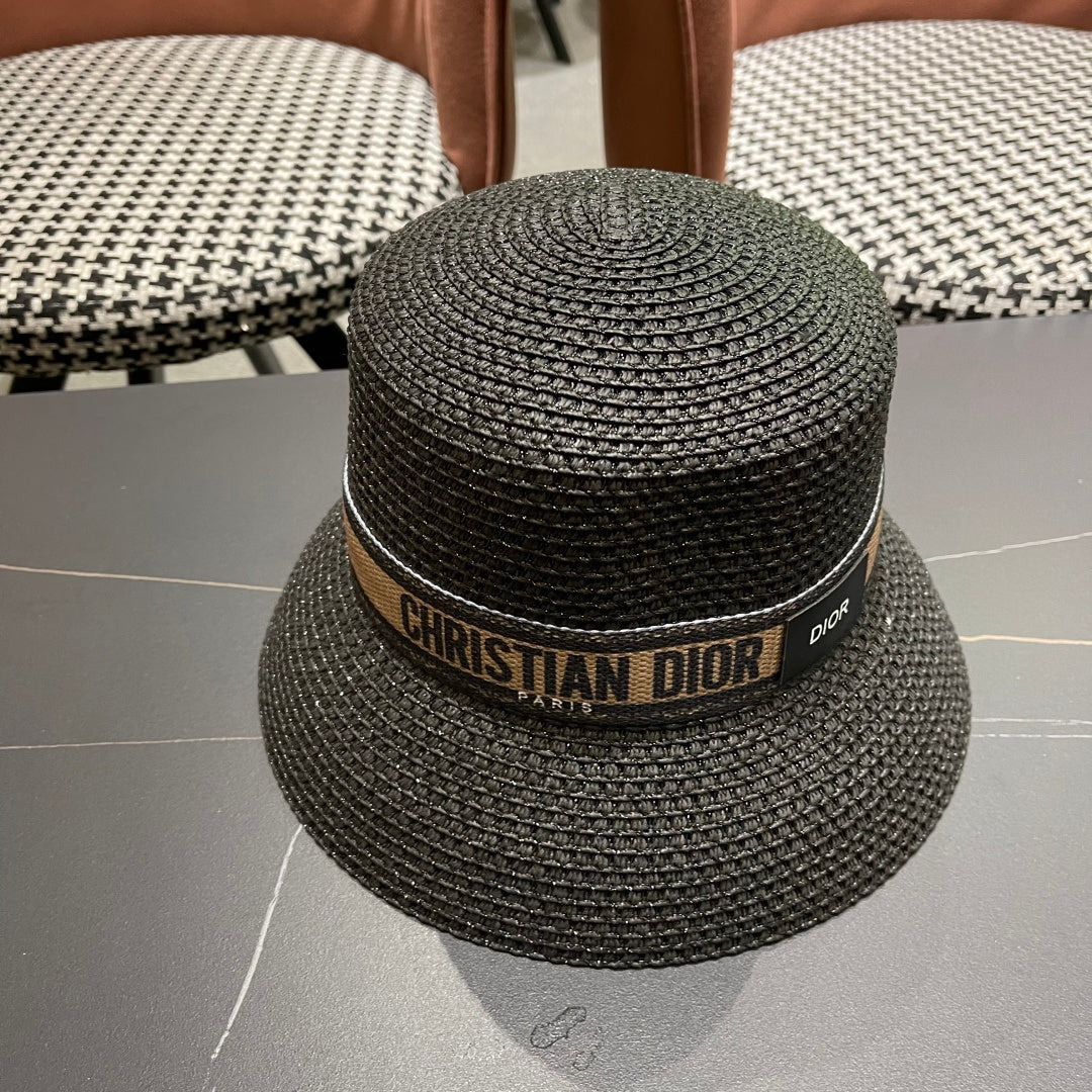 Dior D-Bobby Small Brim Straw Bucket Hat 491805