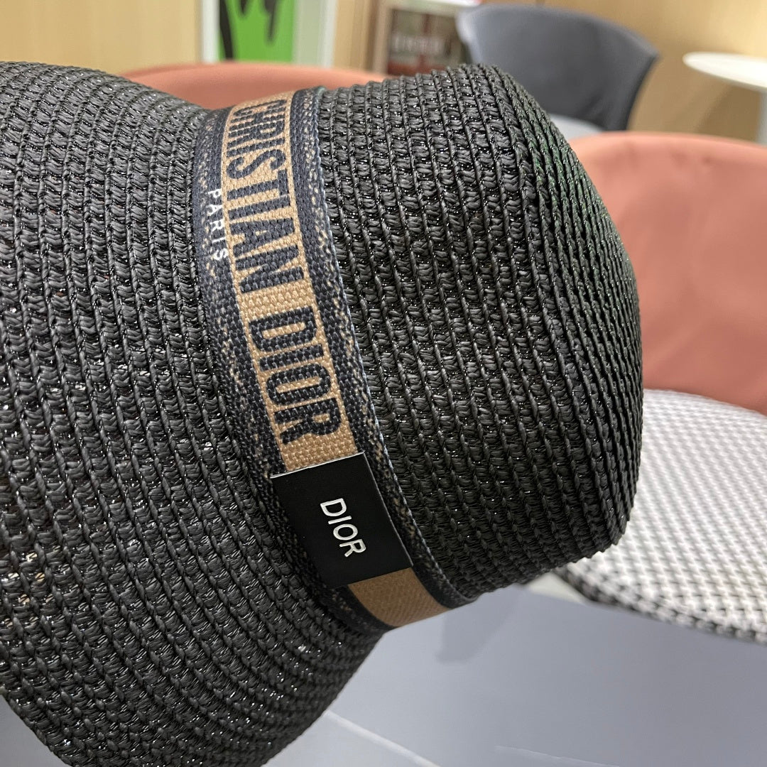 Dior D-Bobby Small Brim Straw Bucket Hat 491805