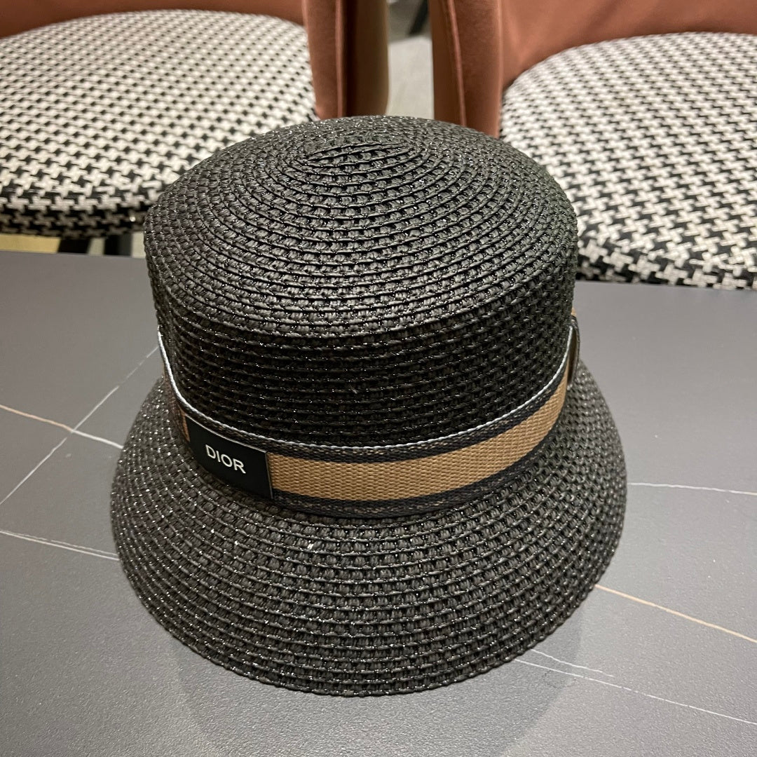 Dior D-Bobby Small Brim Straw Bucket Hat 491805