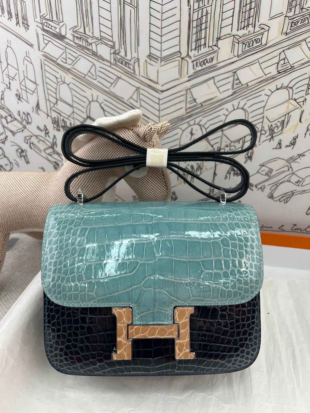 High-end Hermes 2026 Constance Bag 19cm Glossy Crocodile Leather
