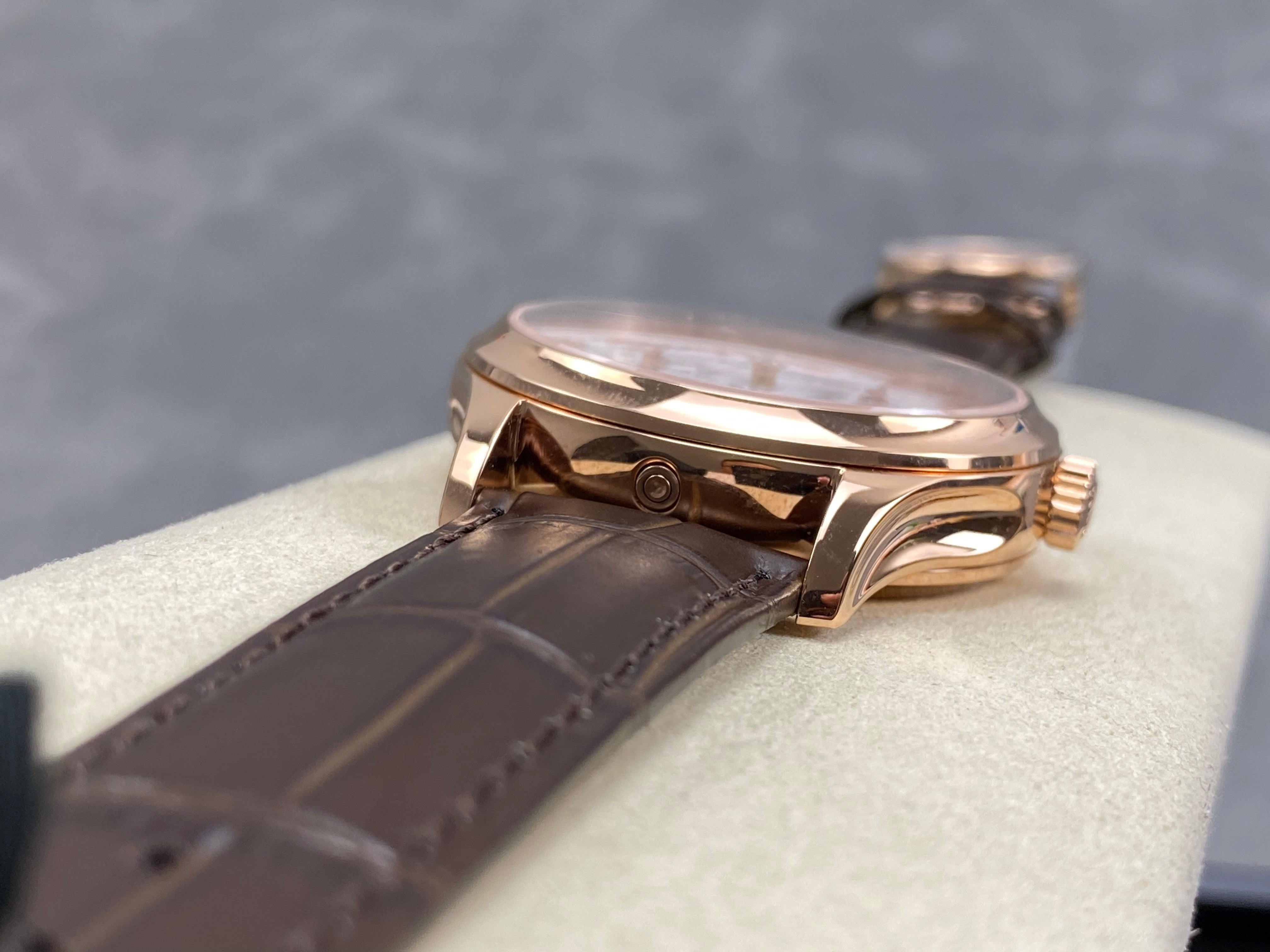 Patek Philippe Perpetual Calendar 39mm Rose Gold Case Brown Leather Strap