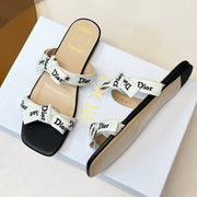 Dior 2026 Oblique Flat Strappy Sandals Fabric Leather 919653