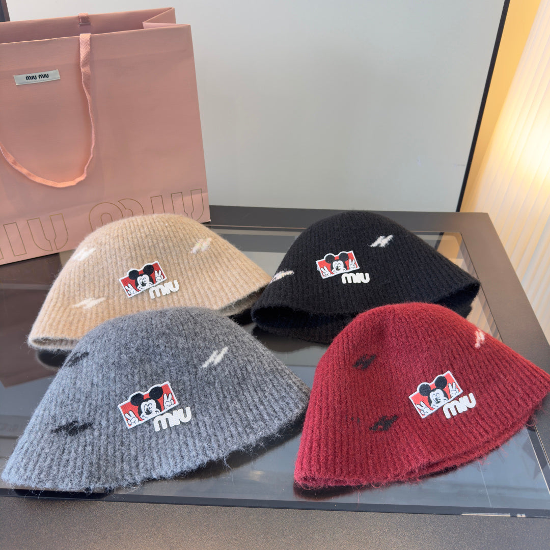 Miu Miu Wool Bucket Hat With Cartoon Character 477554