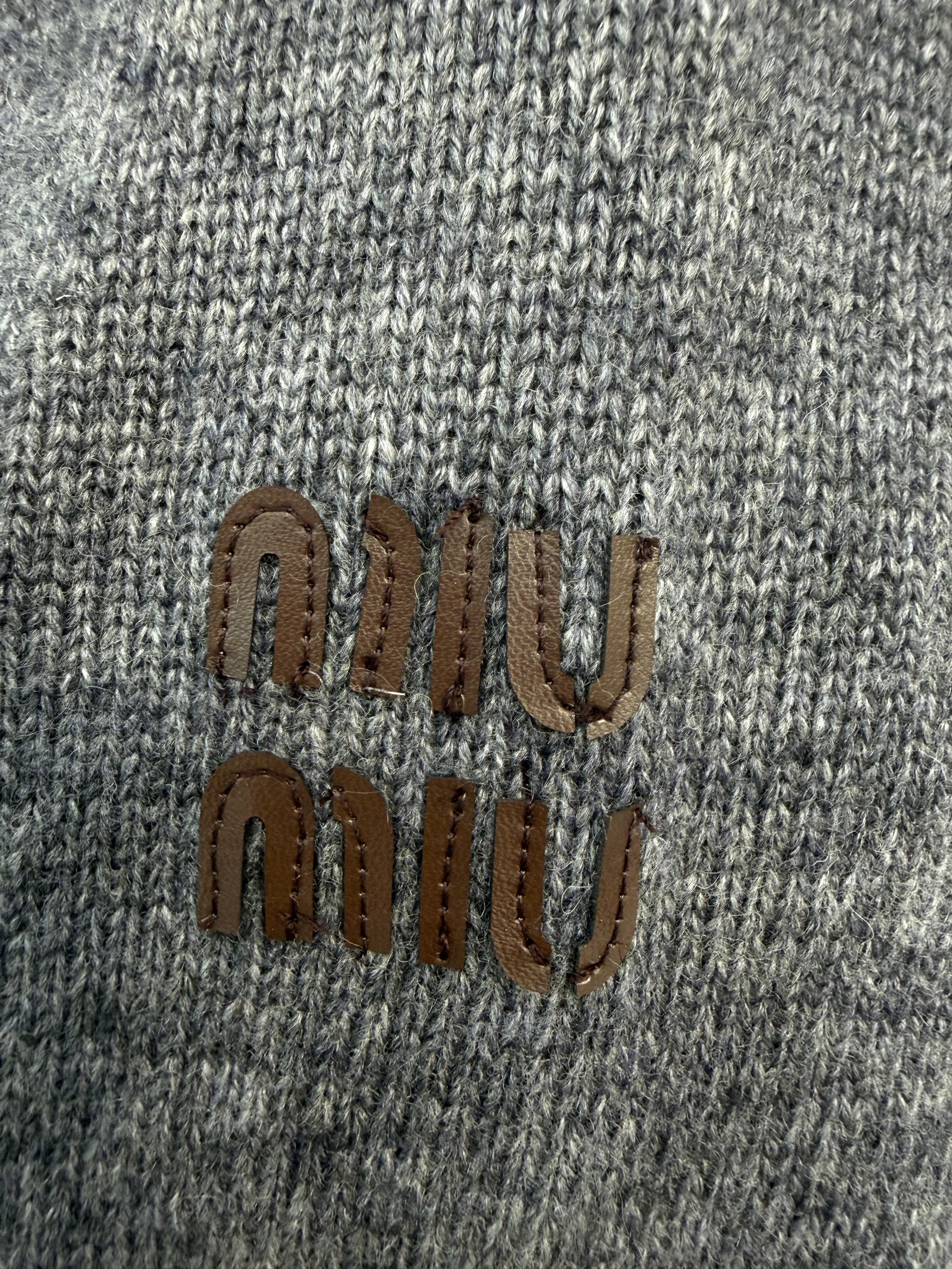 Miumiu 2026 Collared Double-zip Cardigan Grey Wool 425587