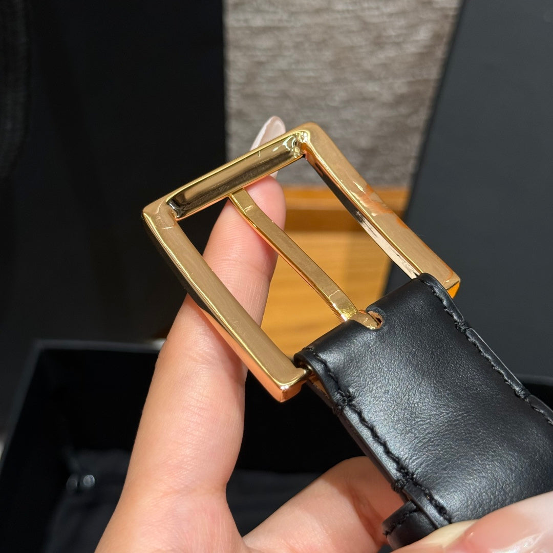 Chanel 2026 Square Buckle Belt 30mm Calfskin 213908