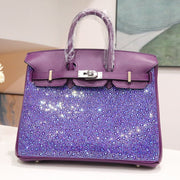 High-end Hermes 2026 Rhinestone-encrusted Birkin 30cm Purple Cowhide