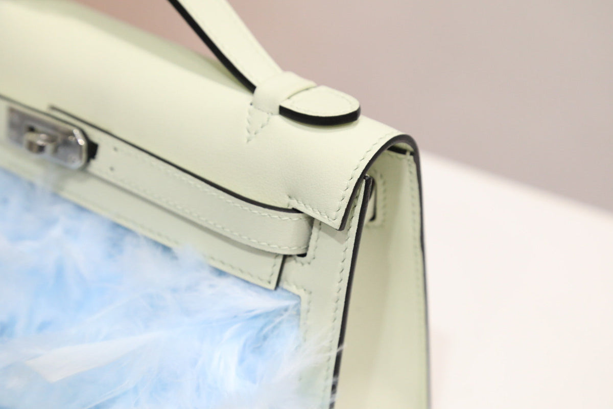High-end Hermes 2026 Kelly Pochette Feather 22cm Bag Swift Leather