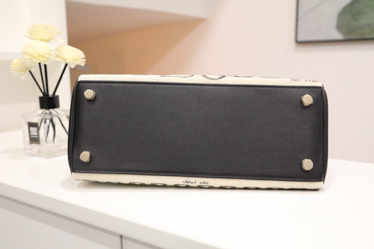 High-end Hermes 2026 Kelly 28cm Black Swift Leather/Canvas