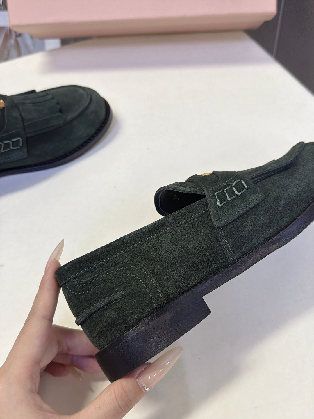 Miu Miu 2026 Fringe Penny Loafers Suede 994223