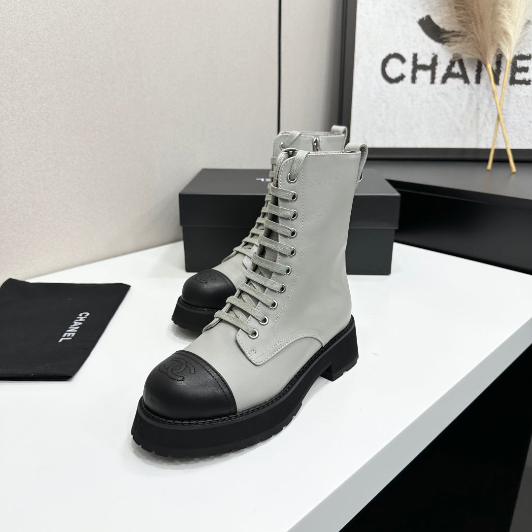 Chanel 2026 Platform Lace-up Martin Boots Cowhide 944604
