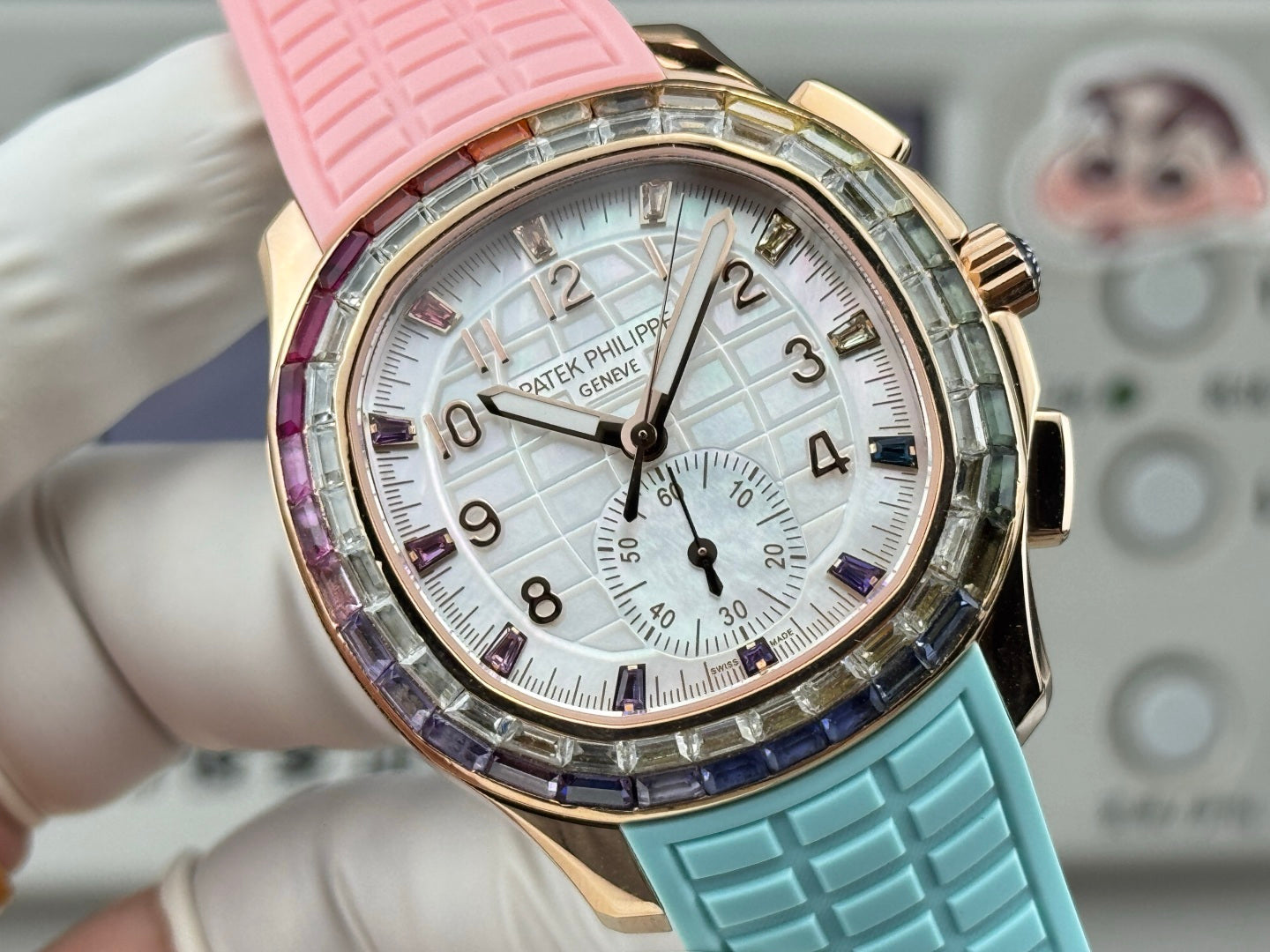 Patek Philippe Aquanaut Luce “Rainbow” Chronograph 40mm Blue Pink Rubber Strap