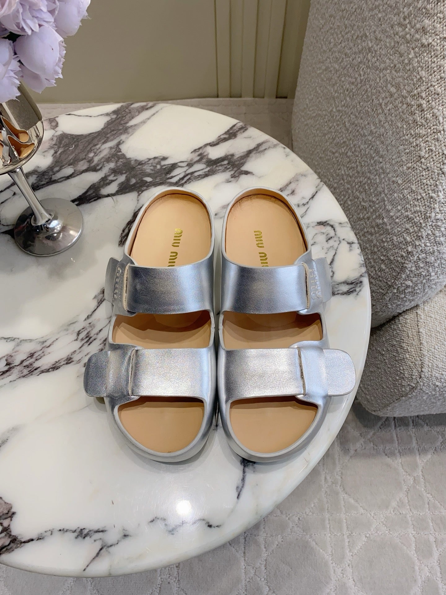 Miu Miu 2026 Bleached Sandals Cowhide 976971