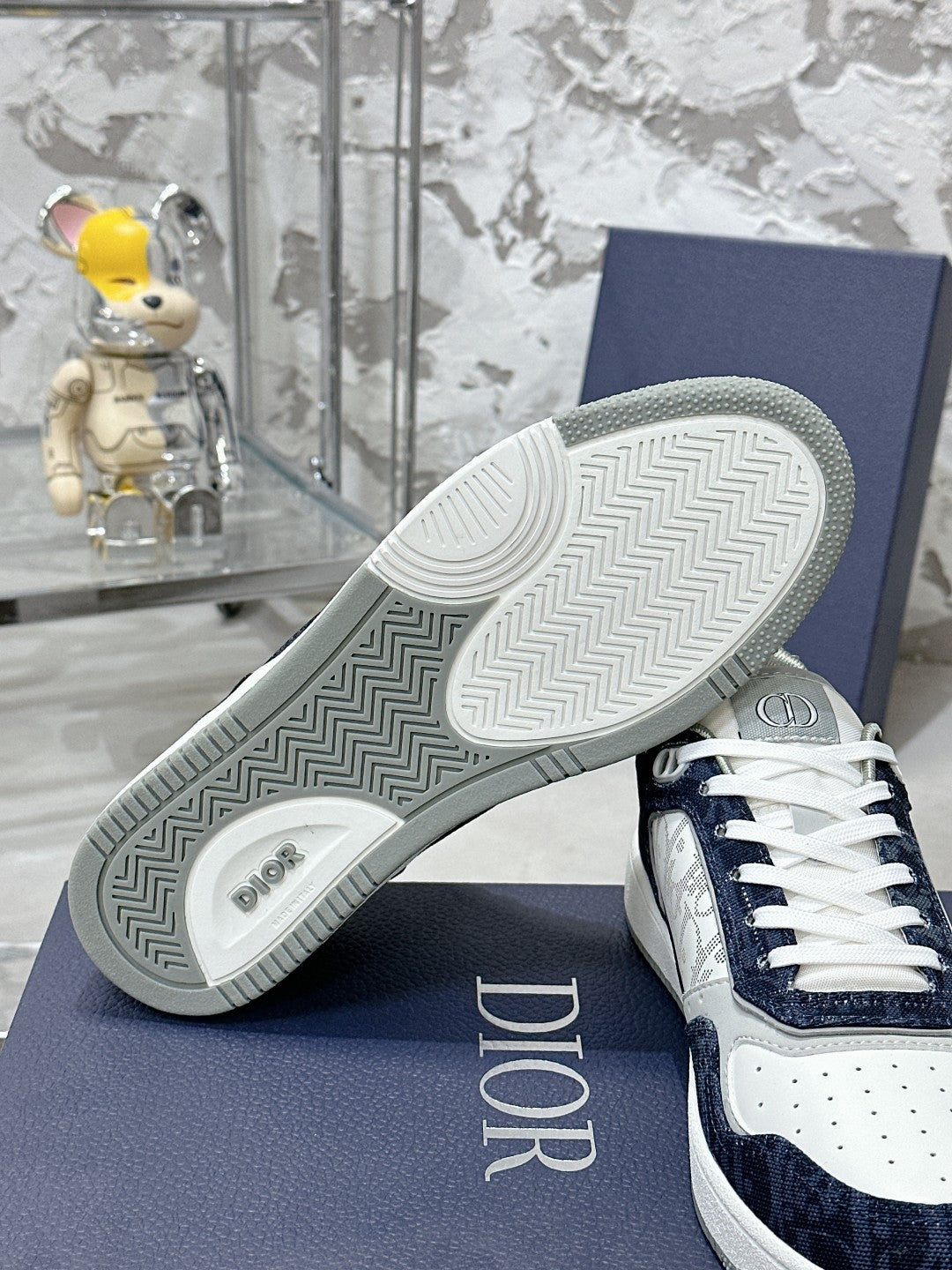 CD B27 Low-Top Sneaker 30mm In Deep Blue Monogram Calfskin  100821
