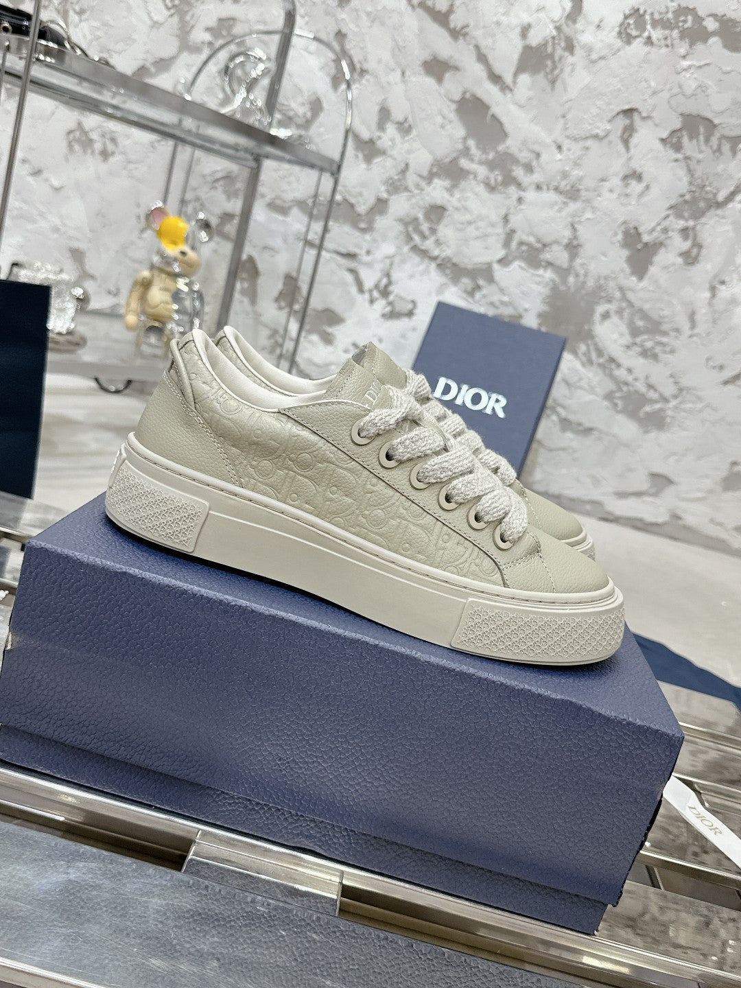 CD B33 Sneaker 30mm In Light Grey Monogram Calfskin 100558