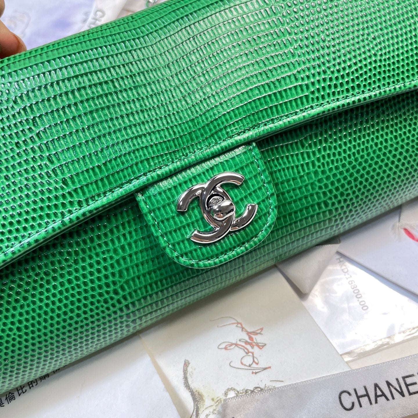Chanel 2026 Lizard-Embossed Top Handle Bag 25cm Leather