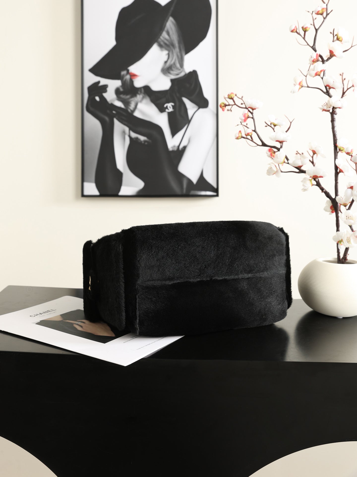 Chanel 2026 Hobo Bag 22cm Black Ponyhair