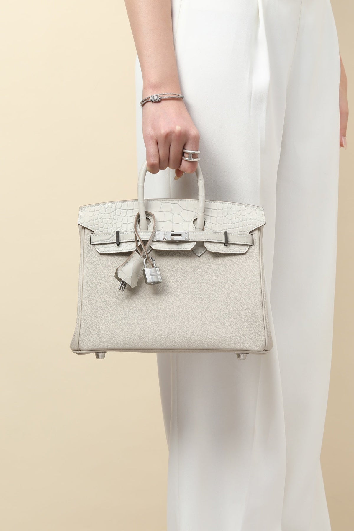 High-end Hermes 2026 Birkin Bag 25cm Togo And Crocodile Leather