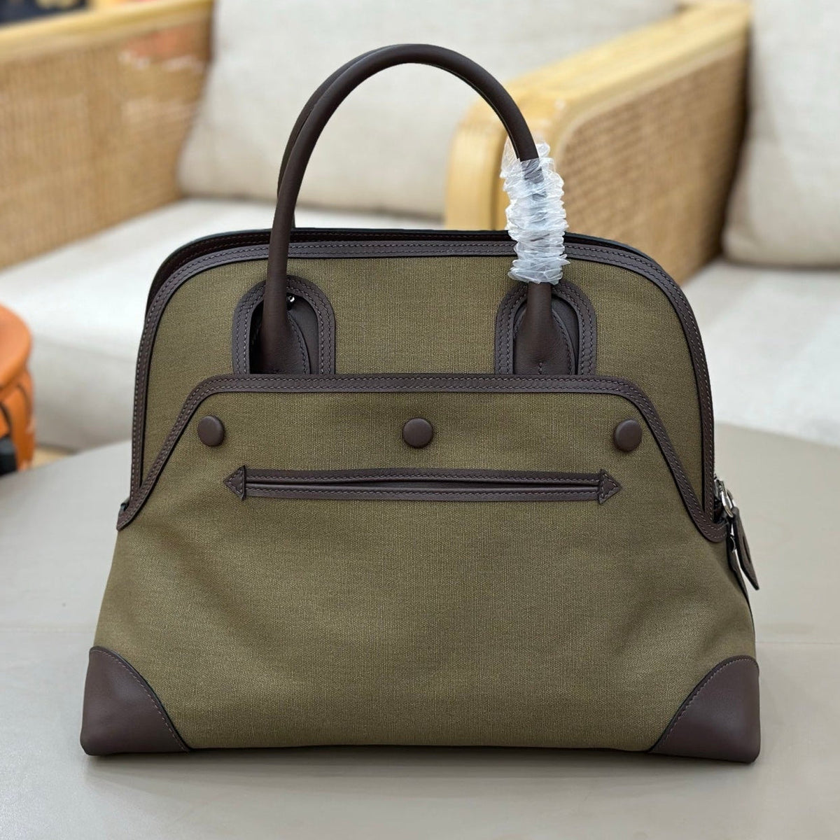 High-end Hermes 2026 Cargo Bolide 31cm Bag Canvas/Swift Leather
