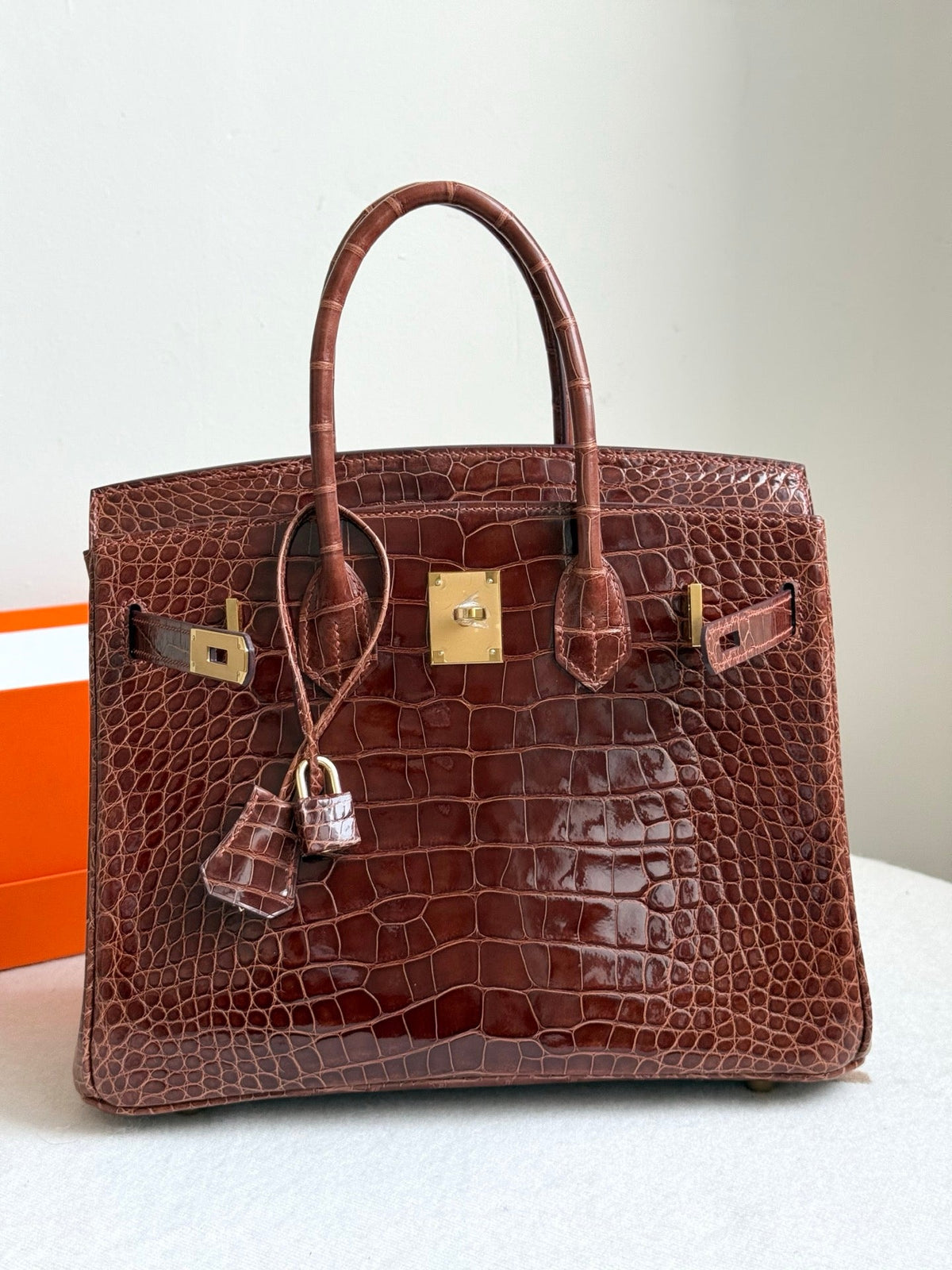 High-end Hermes 2026 Birkin Bag 30cm Glossy Crocodile Leather