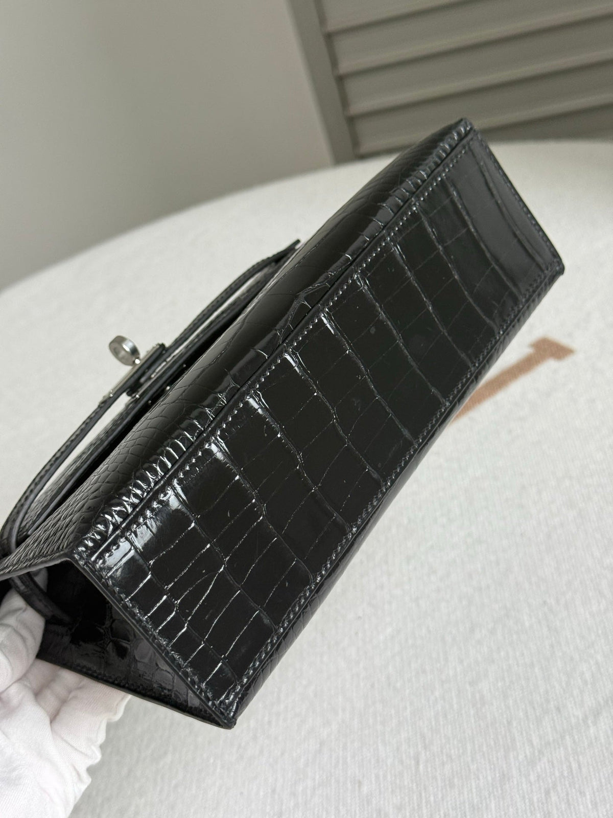 High-end Hermes 2026 Kelly Pochette Bag 22cm Glossy Crocodile Leather
