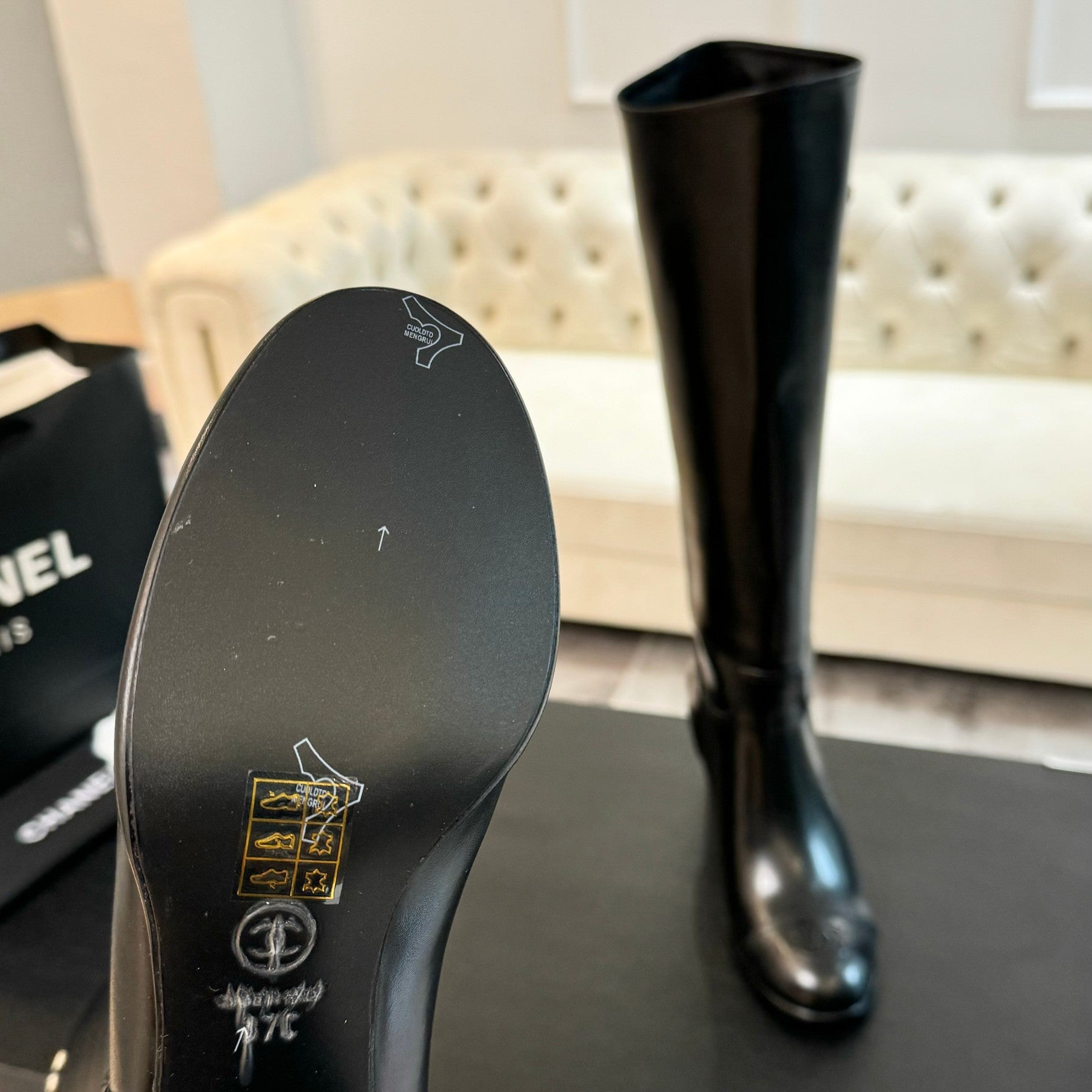 CC High Boots 75mm Black Print Cowhide