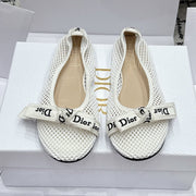 Dior 2026 Embroidered Webbing Ballet Flats Mesh Leather 923144