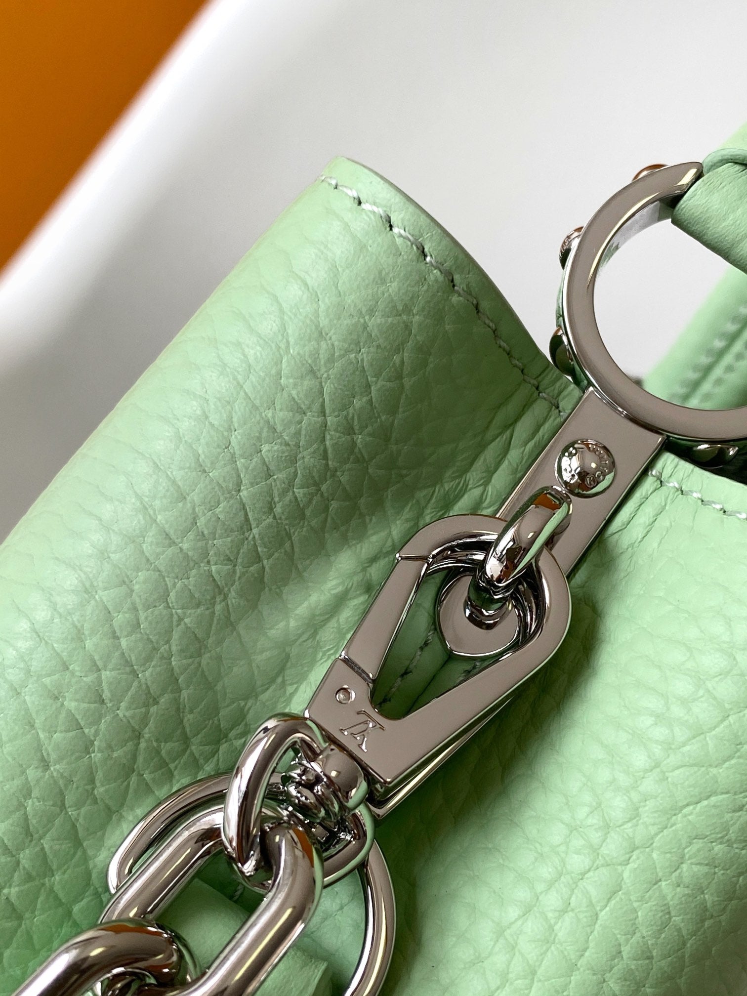 Capucines BB 21cm Bag Green Cowhide 251666