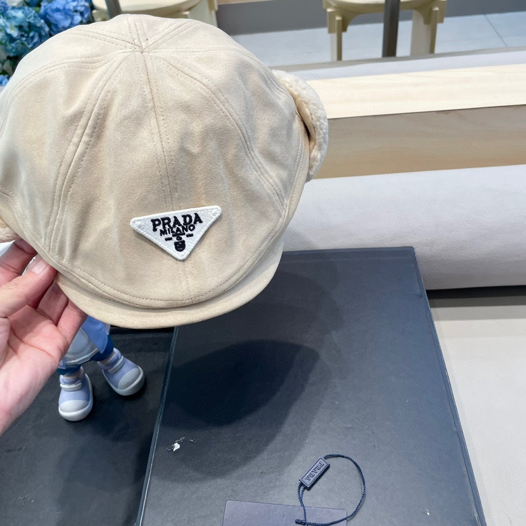 Prada Fleece Suede Trapper Hat 497694