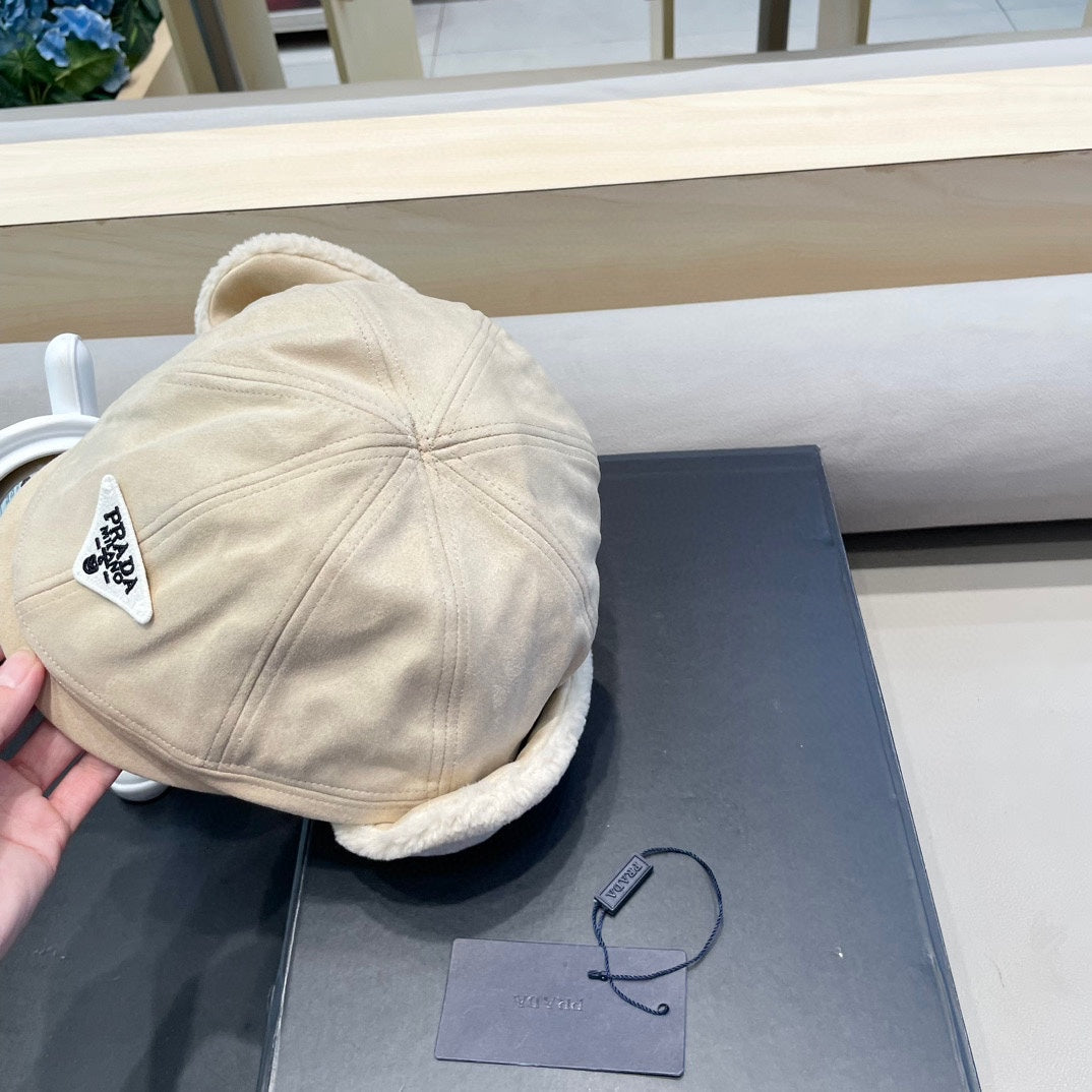 Prada Fleece Suede Trapper Hat 497694