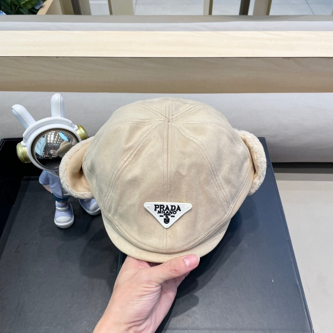 Prada Fleece Suede Trapper Hat 497694