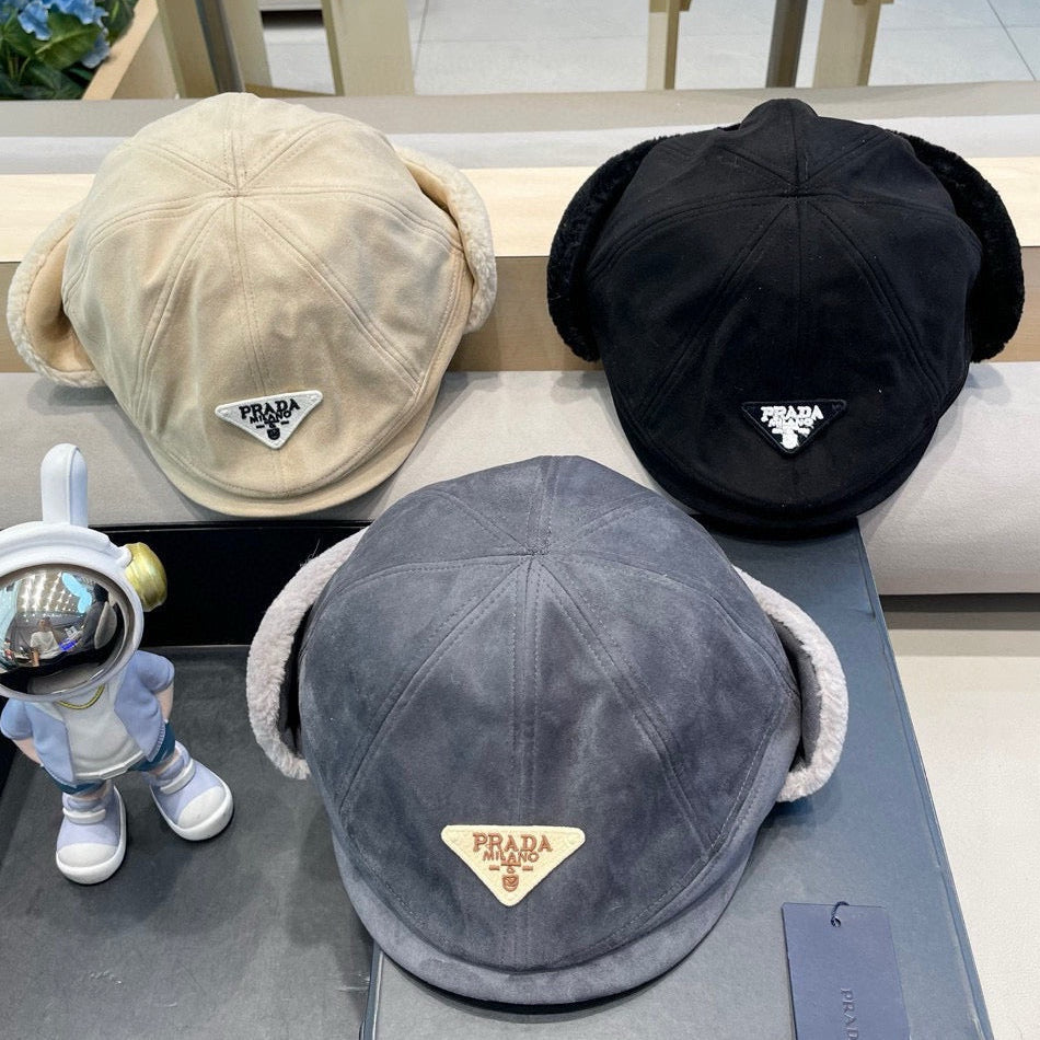 Prada Fleece Suede Trapper Hat 497694