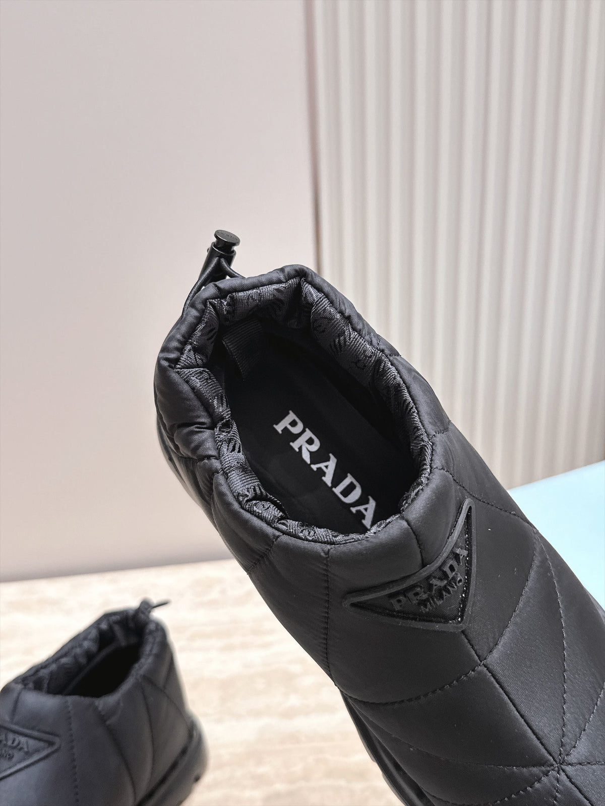 Prada 2026 Paddled Nylon Slip-on Boots Fabric 180388
