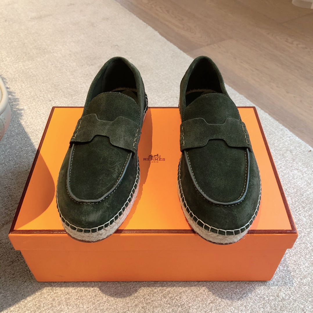 HM Trip Espadrille Olive Green Suede