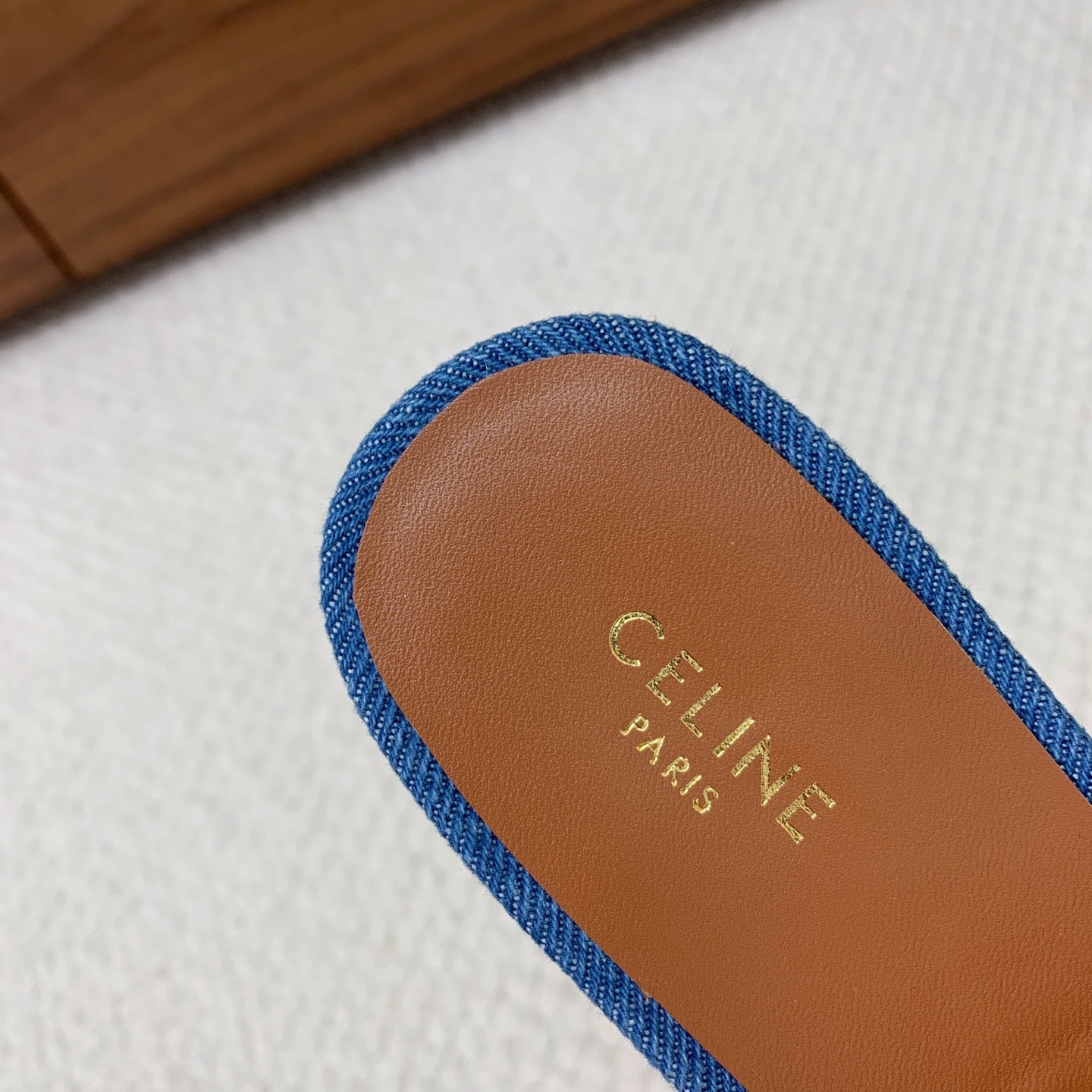 Celine 2026 Triomphe Marina Sandals Blue Denim 995223