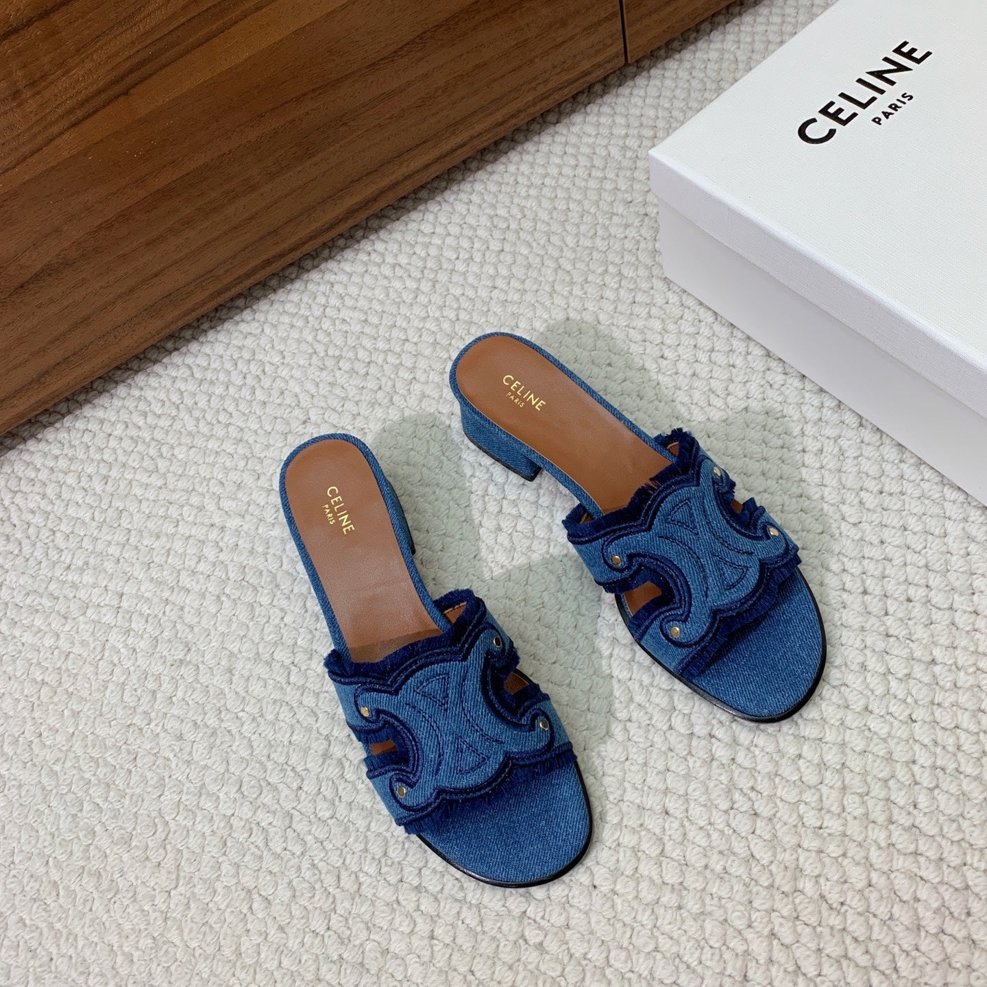 Celine 2026 Triomphe Marina Sandals Blue Denim 995223