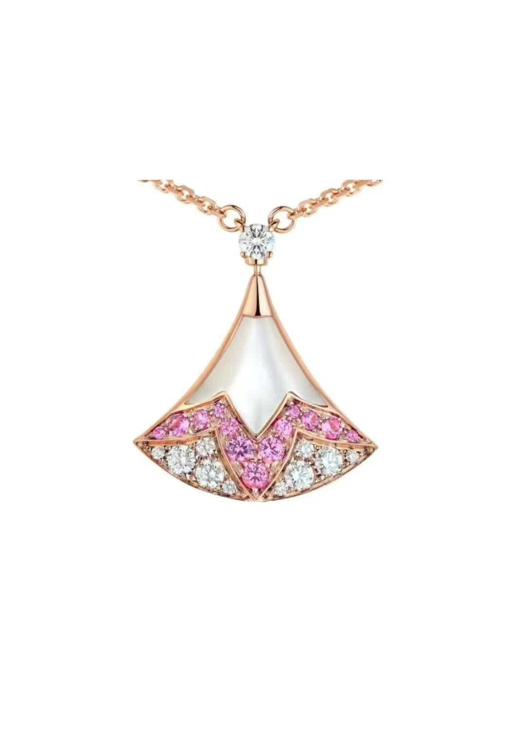 BVL Camouflage Necklace White Pink Diamond Pink Gold