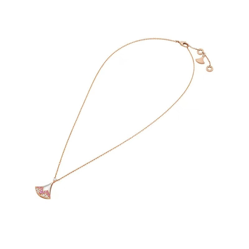 BVL Camouflage Necklace White Pink Diamond Pink Gold