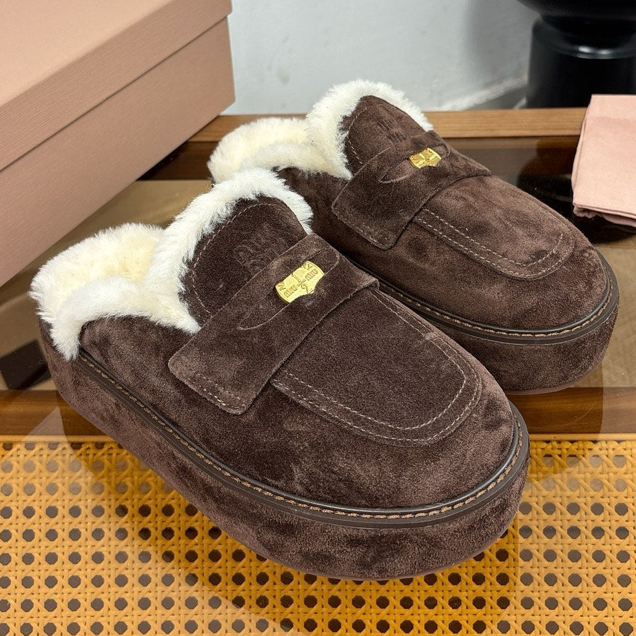 Miu Miu 2026 Platform Penny Mule Suede 991047