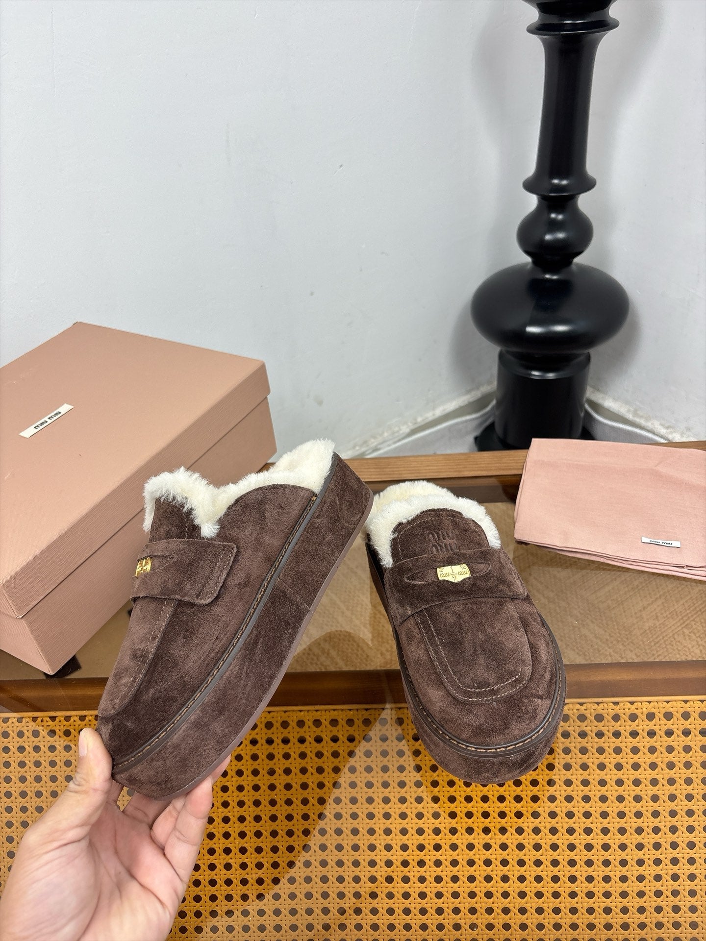 Miu Miu 2026 Platform Penny Mule Suede 991047