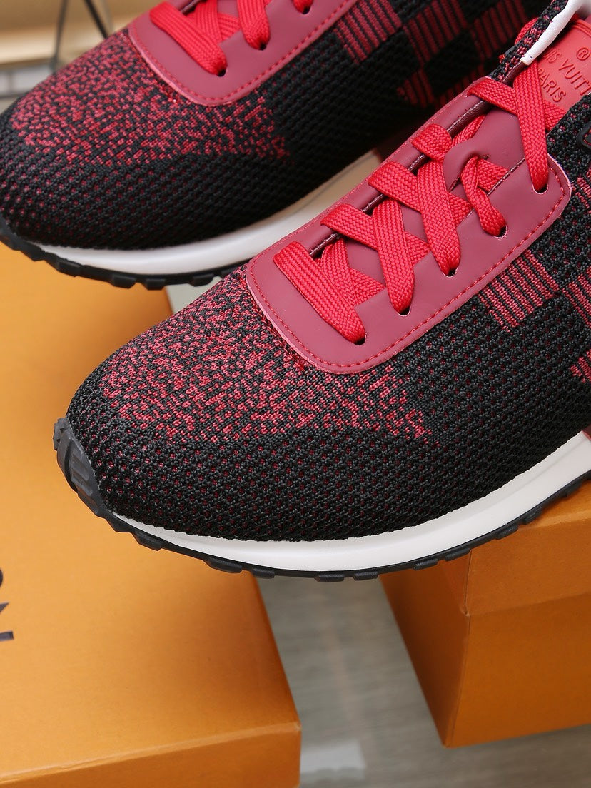 LV CLASSIC SNEAKER IN BLACK MIX SCARLET RED DAMIER
