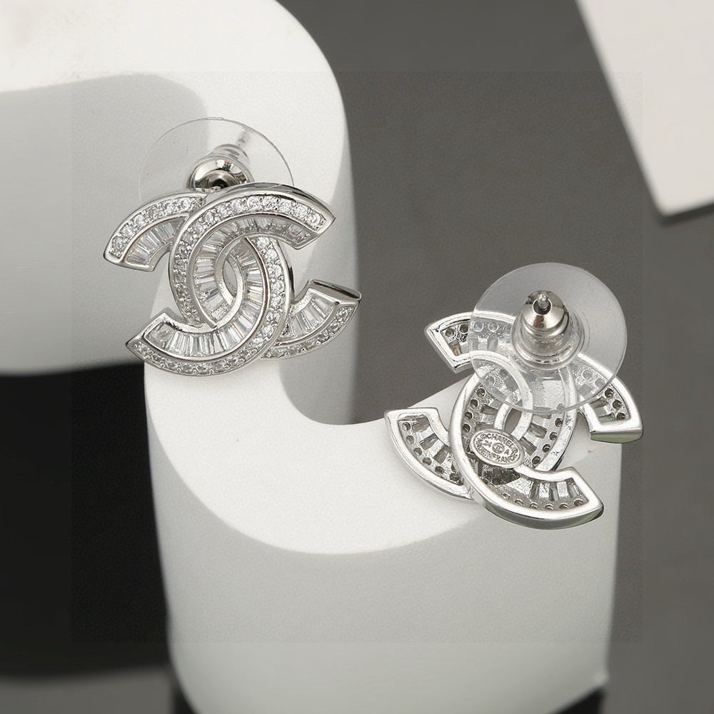 CC Double C Sliver Diamond Earrings